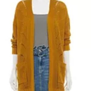 Gold Leaf/ Mustard Pointelle Stitch Cardigan